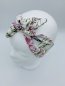 Mobile Preview: Stirnband aus Baumwolljersey in Weiß mit Schmetterlingen und Gräsern