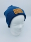 Preview: Hipster Beanie in der Farbe Hellblau mit braunem Label "HELLO"