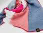 Mobile Preview: Schal aus Baumwollmusselin in den Farben pink, lachs, hellblau, weiß mit Glitzerflakes und hellblau mit goldenen Pusteblumen