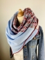 Preview: Schal aus Baumwollmusselin in hellblau, rosa und einer hellblauen Blumenwiese