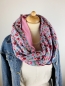 Preview: Schal aus Baumwollmusselin in hellblau, rosa und einer hellblauen Blumenwiese