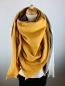 Preview: Schal aus Baumwollmusselin in grau mit goldenen Tropfen und ocker mit silbernen Tropfen