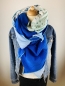Preview: Schal aus Baumwollmusselin in hellblau, royalblau, weiß mit Eukalyptus und mint mit Glitzerflakes