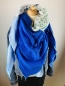 Preview: Schal aus Baumwollmusselin in hellblau, royalblau, weiß mit Eukalyptus und mint mit Glitzerflakes