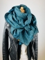 Preview: Schal aus Baumwollmusselin in petrol mit Leo Print