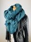 Preview: Schal aus Baumwollmusselin in petrol mit Leo Print