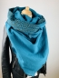 Preview: Schal aus Baumwollmusselin in petrol mit Leo Print