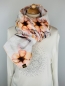 Preview: LEINEN Schal mit apricot farbenem Blumenprint