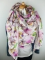 Preview: LEINEN Schal mit lila, rosa und grünen LilienPrint im Large Fashion Style