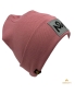 Preview: Hipster Beanie in der Farbe Altrosamit dem Label des Hauses