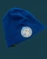 Preview: Hipster Beanie in der Farbe Kobaltblau mit hellblauem Label "Cool Rabbit"