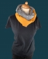 Mobile Preview: Schal aus Baumwolle in den Farben Grau mit Glitzerflakes und Senfgelb mit goldenen Punkten