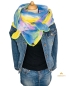 Preview: Schal aus Baumwolle im Batik Style in den Farben Hellblau, Gelb und Flieder