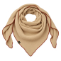 Preview: Beiger Large Fashion Musselin-Schal mit rostbraunem Rollsaum auf weißem Hintergrund