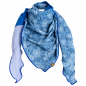 Preview: Schal aus Baumwolle in hellblau, kobaltblau und blau mit Blumenmuster