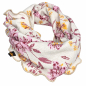 Preview: Schal aus Baumwolljaquard in den Farben Creme mit Rosa und Bordeaux Farbenem Blumenmuster
