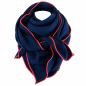 Preview: Schal aus Baumwollmusselin in marineblau mit deiner Wunschsaumfarbe