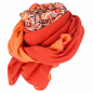 Preview: Schal aus Baumwolle in den Farben Rostrot, Orange und rostrotes Blumenmuster