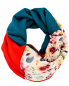 Preview: Schal aus Baumwolle in den Farben Petrol, Rot und Blumenmuster