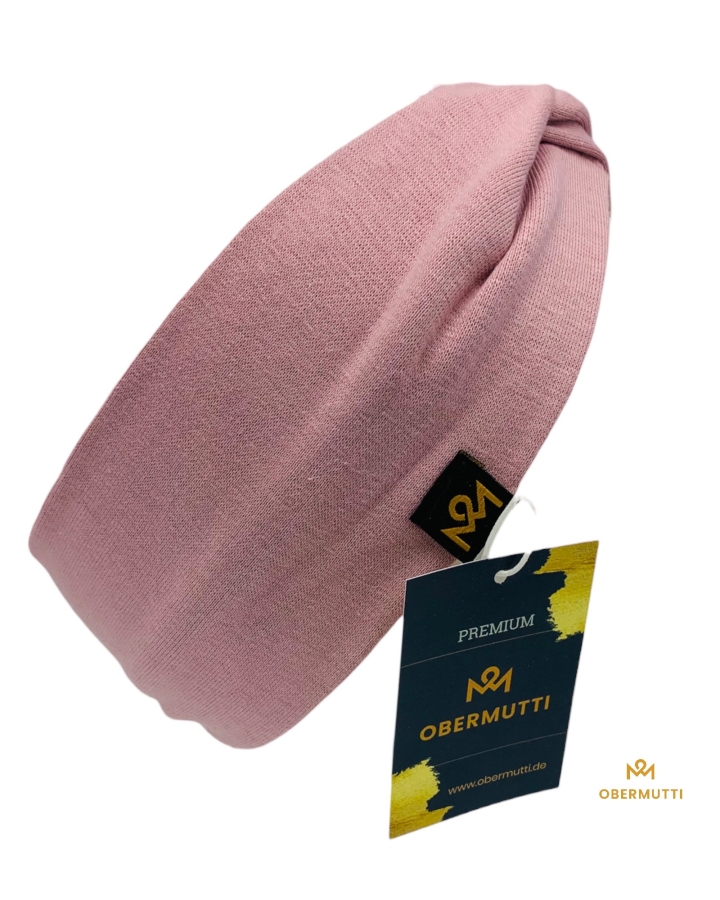 Stirnband aus Baumwolle in der Farbe Rosa mit  Label "#Momlife"