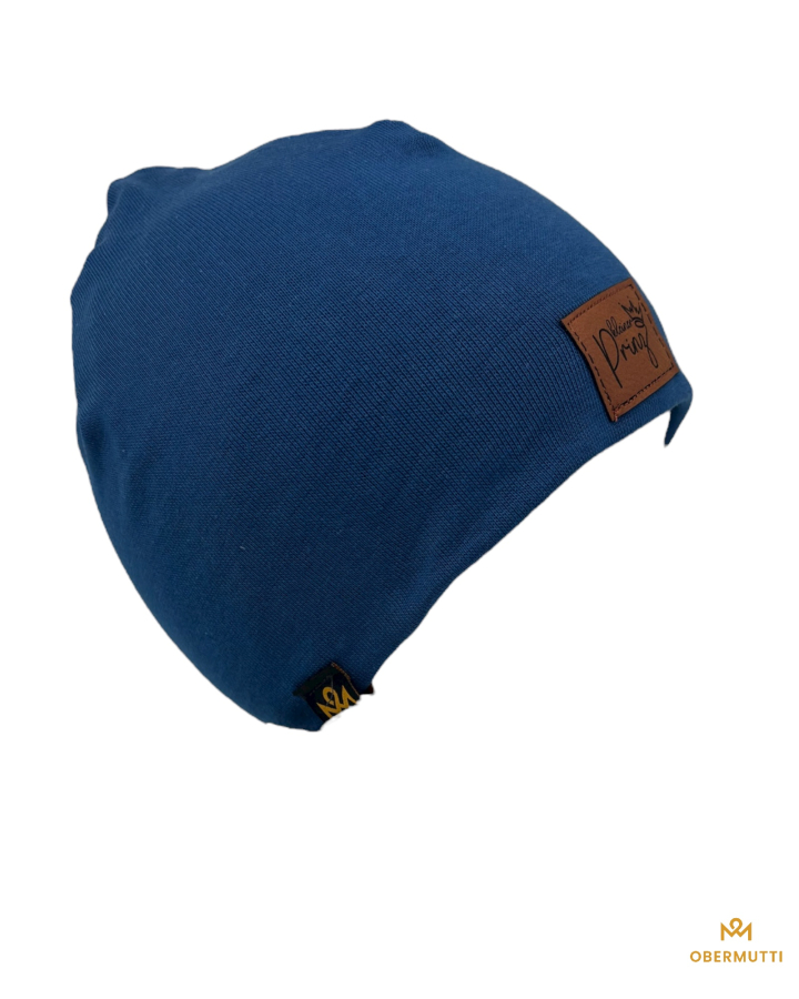 Preview: Hipster Beanie in der Farbe Dunkelblau mit Label "Kleiner Prinz''