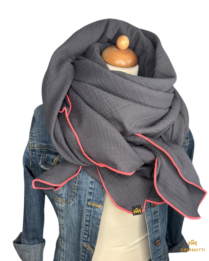 Schal aus Baumwolle in der Farbe Anthrazit