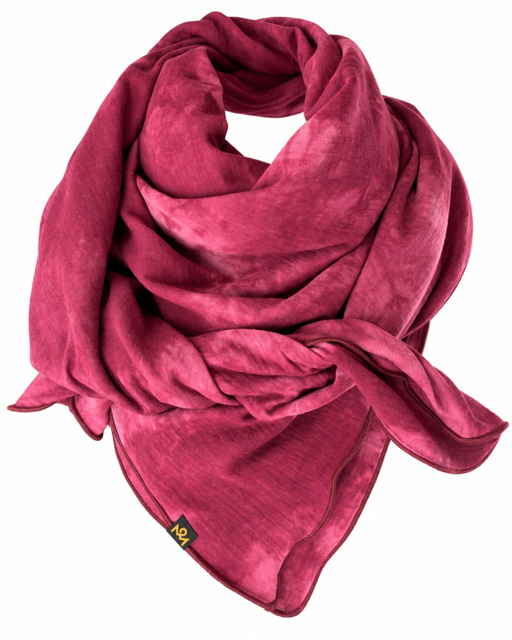Schal aus Baumwolle in den Farben Bordeauxrot Batik