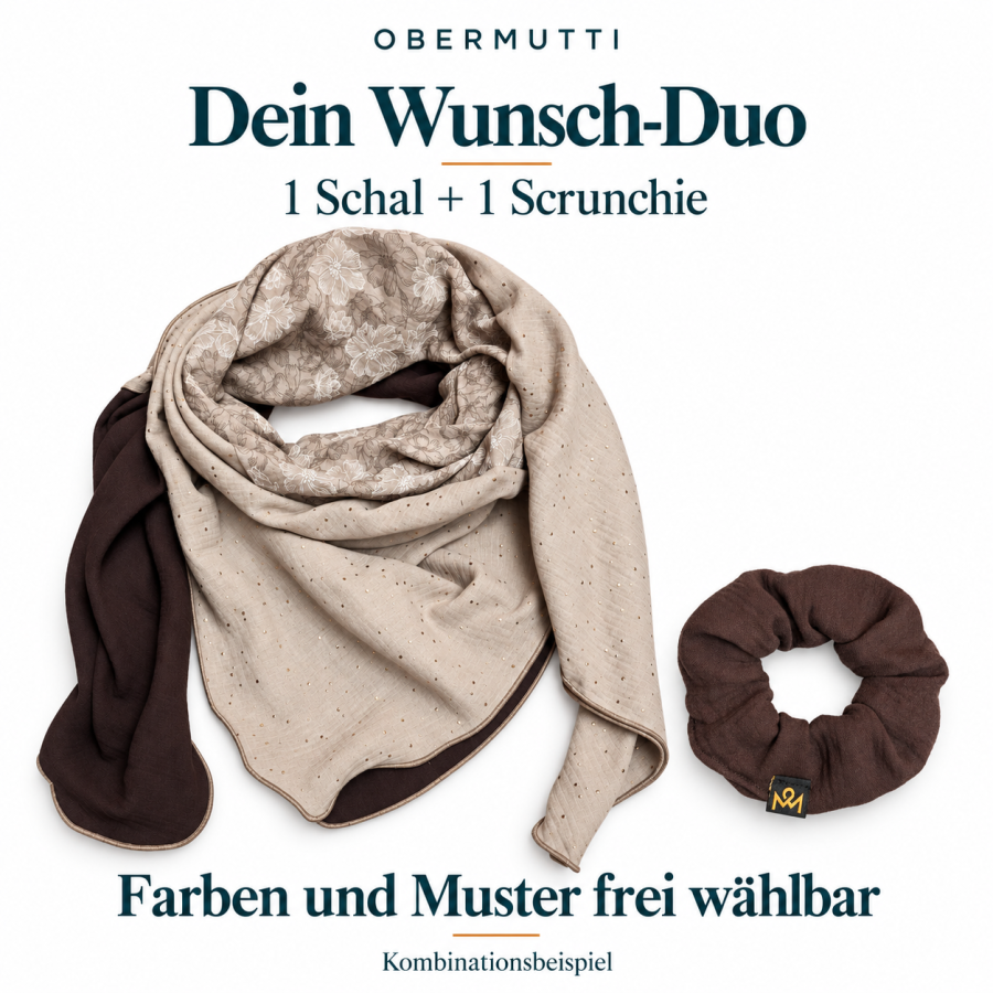 OBERMUTTI Wunschset aus Schal und Scrunchie – Kombinationsbeispiel