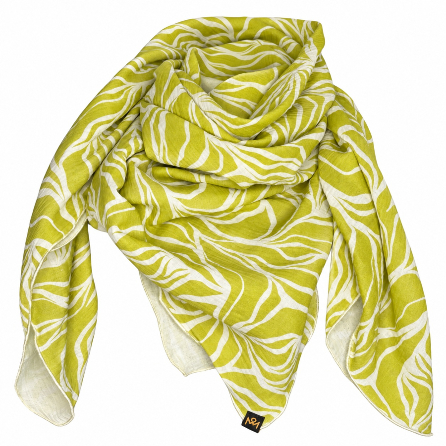 Musselin-Schal Damen Lemongrün gemustert 140 × 140 cm von OBERMUTTI
