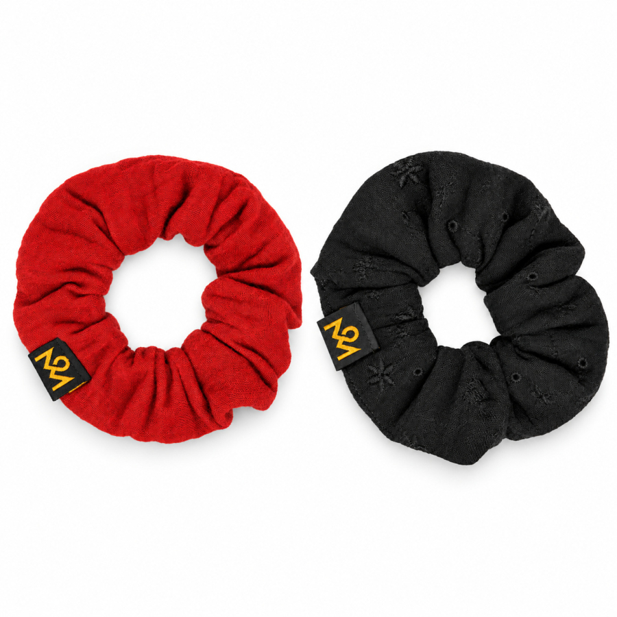 Scrunchie 2er-Set Rot & Schwarz