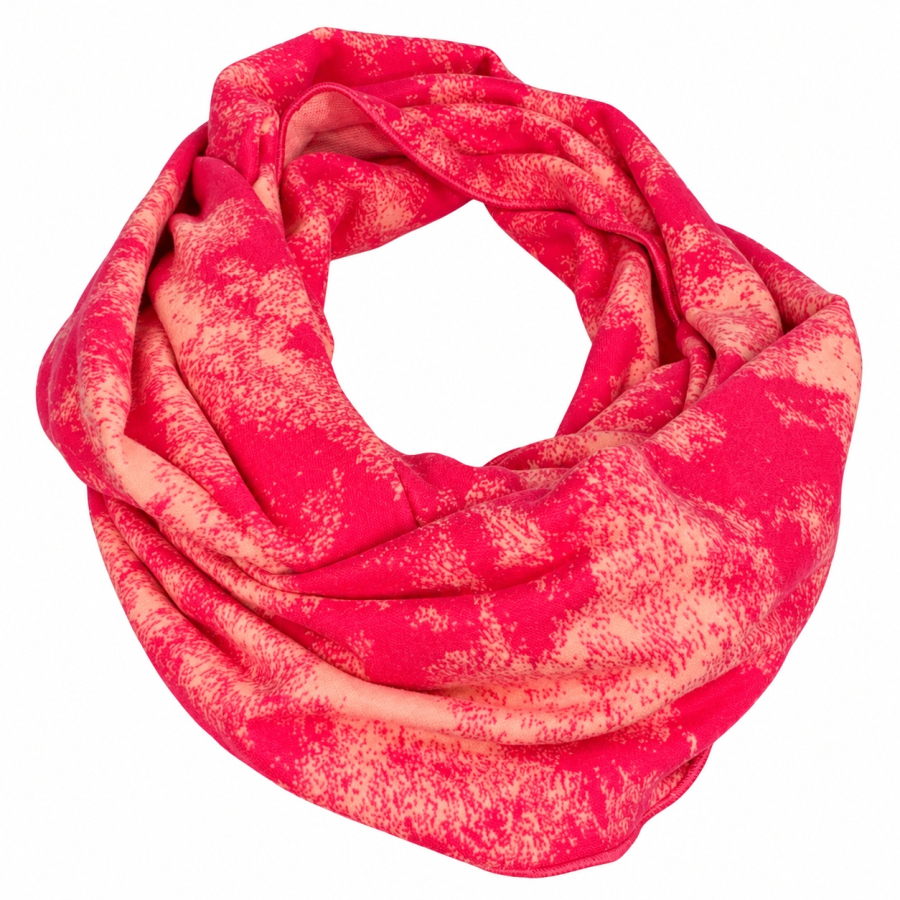 Schal aus Baumwolljaquard in den Farben Pink und Apricot im Batikmuster