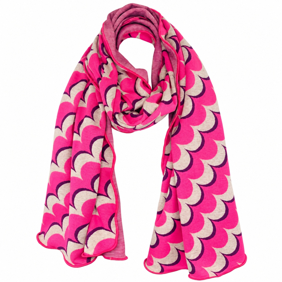 Schal aus Bio-Baumwolle mit farbigem Muster in Rosa, Pink und Lila