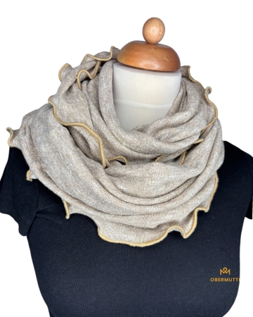 Schal aus Baumwolle in der Farbe Creme mit goldenen Glitzer Fäden