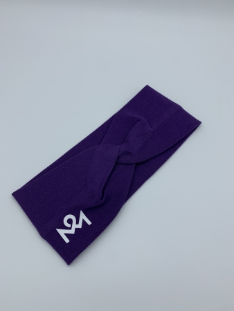 Stirnband aus Baumwolljersey in Lila Strickoptik