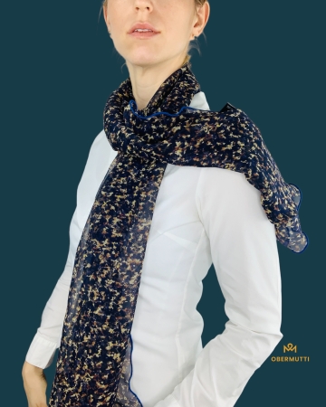 Schal aus Seide in der Farbe Dunkelblau mit Leo Muster