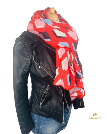 Schal aus Bio-Baumwolle mit farbigem Muster in rot