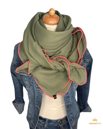 Schal aus Baumwolle in der Farbe Olivegrün