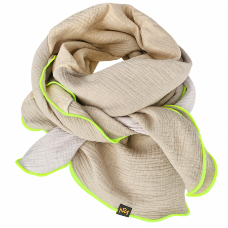 Schal aus Baumwolle in den Farben Beige, Creme und Cremeglitzer