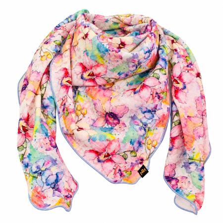 Musselin-Schal Damen Buntes Blumenmuster 140 × 140 cm von OBERMUTTI