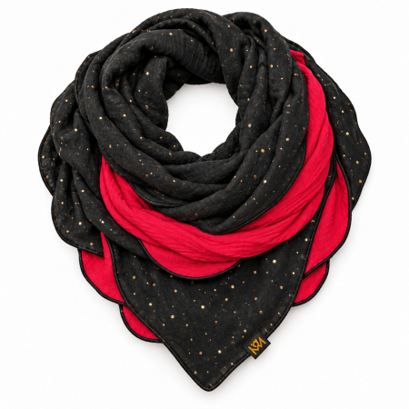 Alternative Tragevariante des dreifarbigen Large Fashion mit Schwarz und Goldpunkten im Vordergrund