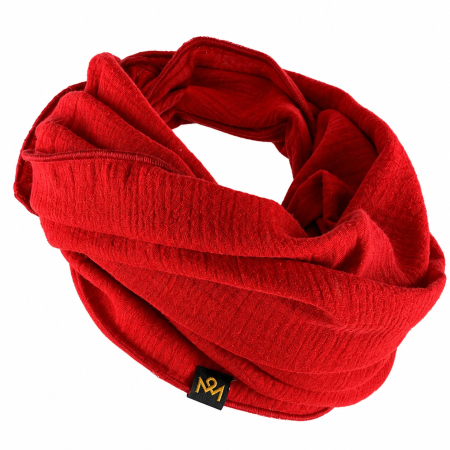Schal aus Baumwollmusselin in rot mit kirschrotem Saum