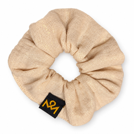 Scrunchie Beige mit Goldschimmer – handgemacht
