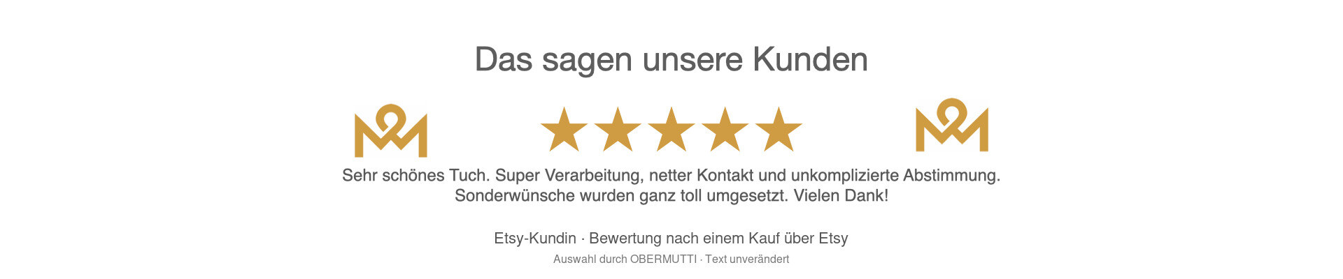 Etsy-Kundenstimme: Schöne Verarbeitung, netter Kontakt und unkomplizierte Abstimmung.